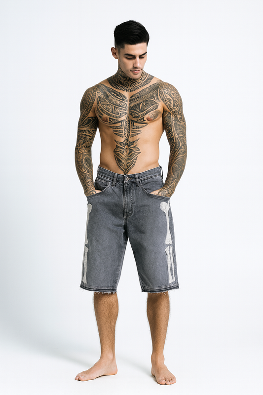 Unisex X-Ray Denim Shorts – Skeleton Edition